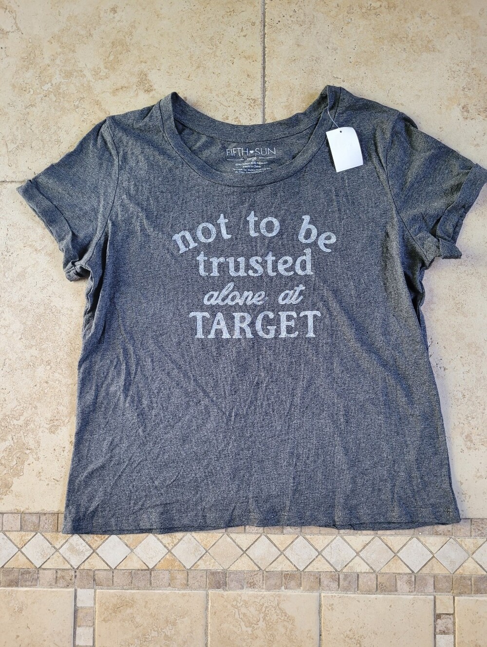 Fifth Sun Heather Gray Graphic Tee with White Print